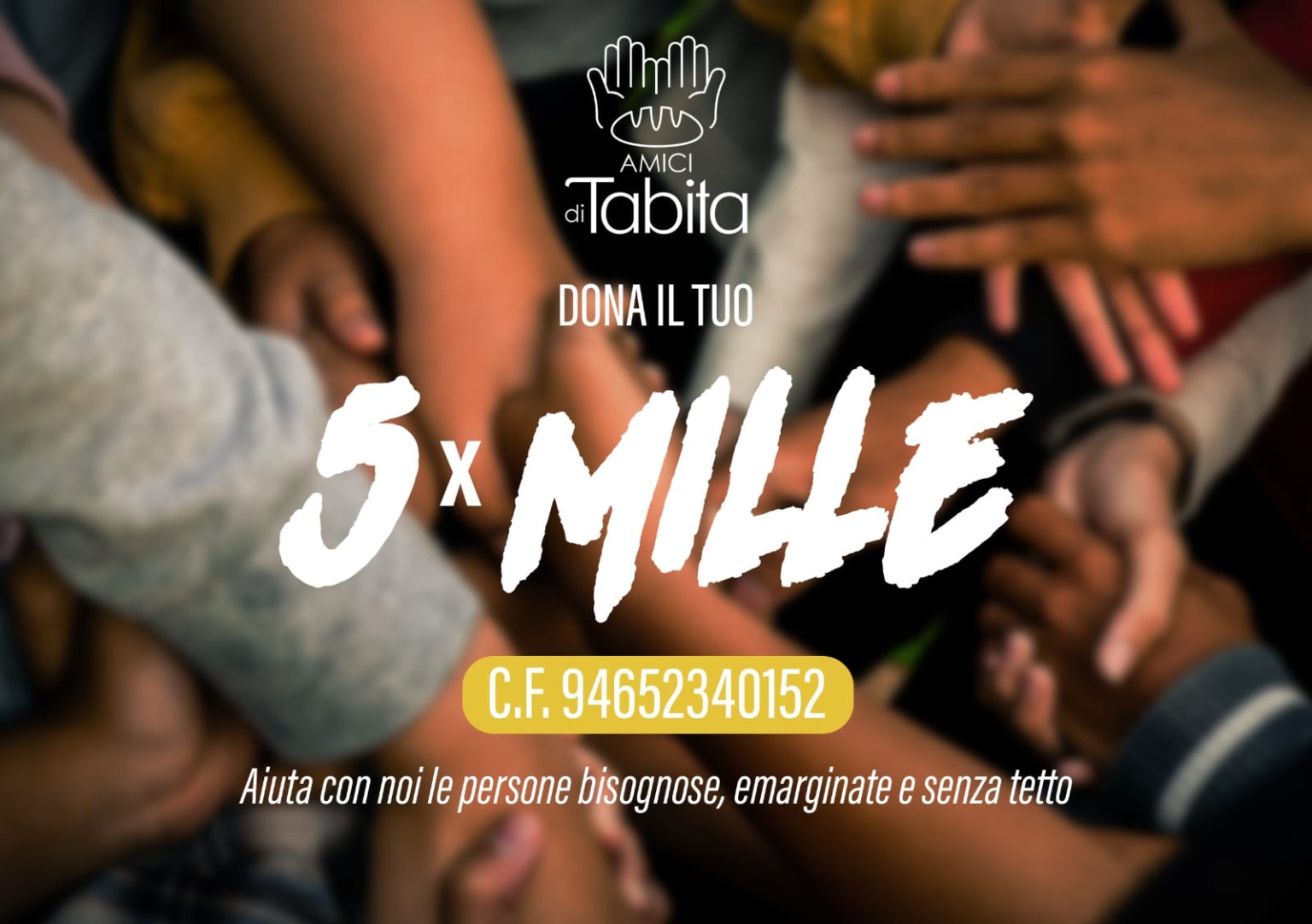 Immagine promozionale per donare il 5 per mille ad Amici di Tabita ODV con codice fiscale 94652340152